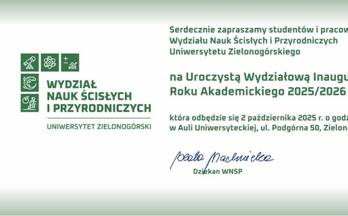 Zapraszamy na Uroczystą Wydziałową Inaugurację Roku Akademickiego 2025/2026